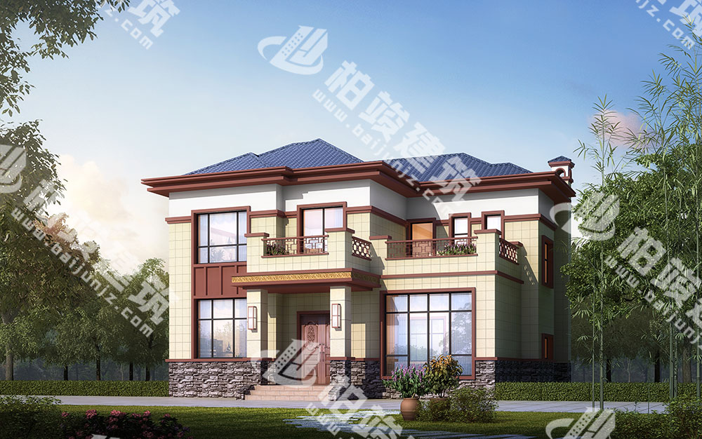 山水中是非凡居，農(nóng)村二層新中式別墅設(shè)計圖紙