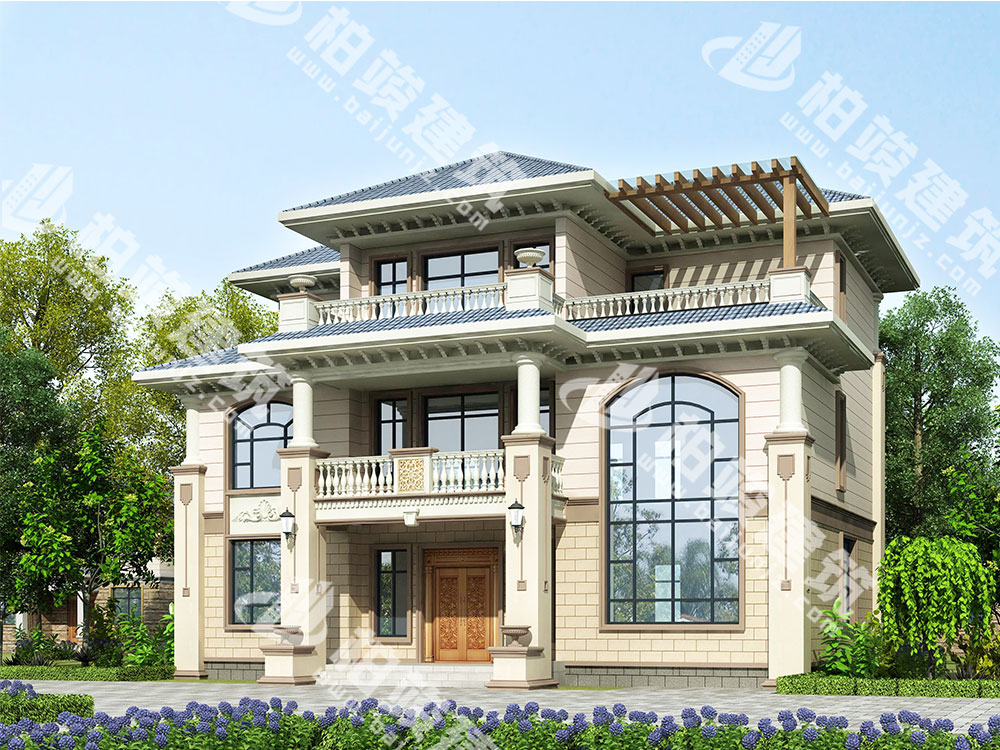 三層簡歐風別墅設(shè)計圖紙，現(xiàn)代感田園墅居