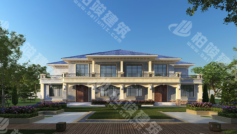 農(nóng)村自建二層雙拼別墅，磚混結(jié)構(gòu)，簡(jiǎn)歐風(fēng)格，戶型通透，布局合理