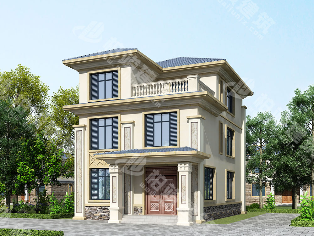 鄉(xiāng)村小別墅圖紙，三層簡(jiǎn)歐風(fēng)格，設(shè)計(jì)簡(jiǎn)單，布局緊湊，實(shí)用上選