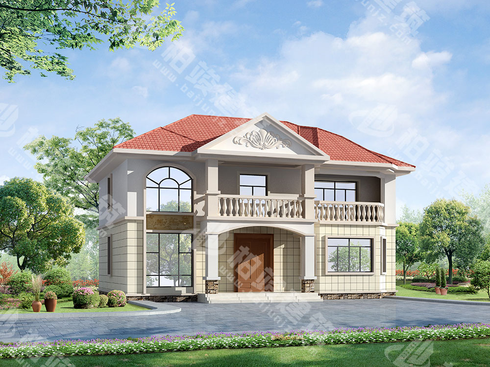 農(nóng)村二層別墅設(shè)計圖紙，清新簡歐風(fēng)外觀，內(nèi)部8室3廳4衛(wèi)，實惠美觀