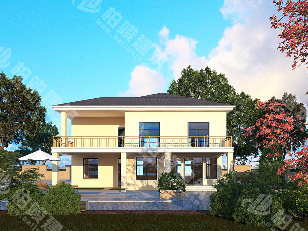 農(nóng)村別墅設(shè)計(jì)圖紙，二層簡約現(xiàn)代風(fēng)格，帶超大露臺、車庫