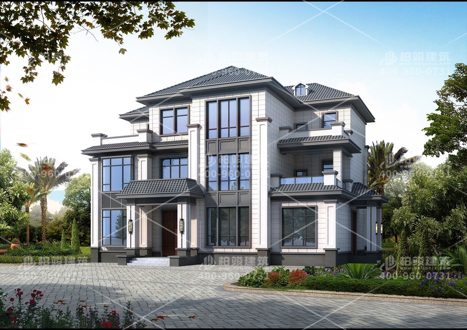 經(jīng)典中式三層別墅效果圖?？赐犟R上就心動。