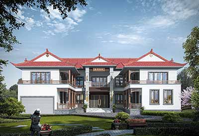 二層四合院別墅設(shè)計(jì)圖，豪華別墅