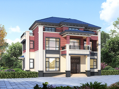 三層別墅設(shè)計(jì)圖，帶大空間露臺(tái)。