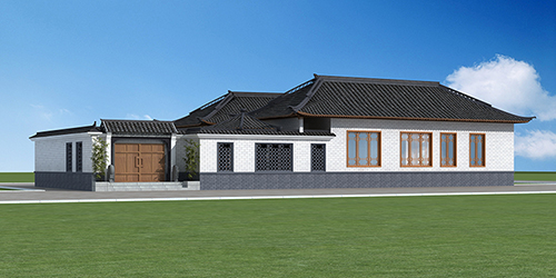 鄉(xiāng)村四合院設(shè)計(jì)圖，文化磚和真石漆搭配。