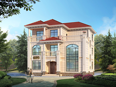 鄉(xiāng)村房屋設(shè)計圖三層，客廳中空非常漂亮。