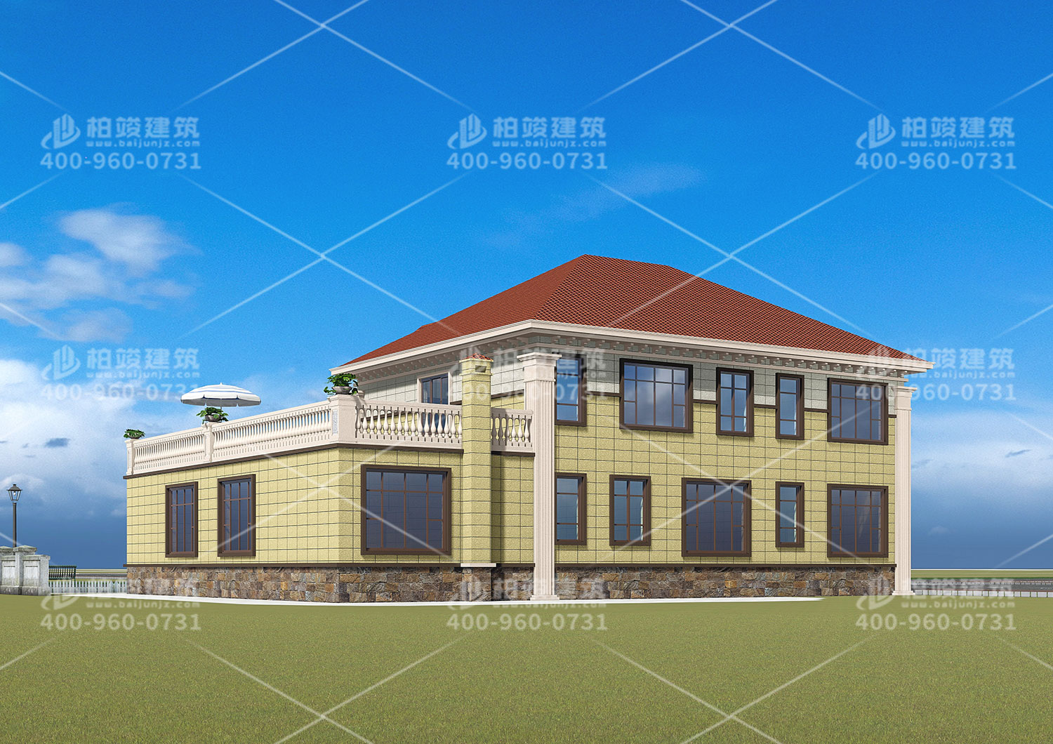 長沙吳總定制歐式帶涼亭露臺別墅設(shè)計