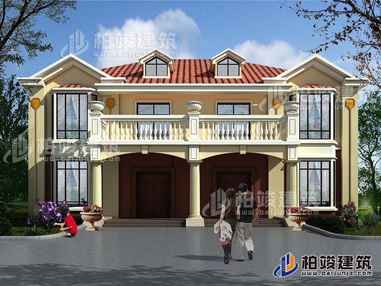 二層小雙拼簡(jiǎn)歐風(fēng)格自建房施工效果圖紙全套BZ248-簡(jiǎn)歐風(fēng)格