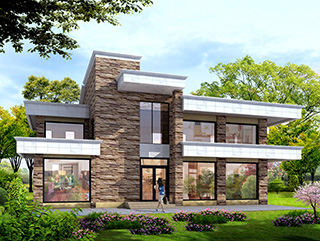 二層農(nóng)村現(xiàn)代別墅設(shè)計(jì)圖紙，有娛樂室、健身房18x12米