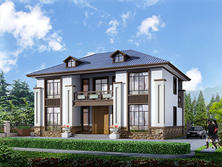 鄉(xiāng)村二層中式別墅施工及設(shè)計(jì)效果圖紙整套，小巧精致！