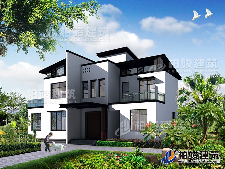 新中式二層別墅設(shè)計(jì)施工圖，占地120平米左右BZ220-新中式風(fēng)格