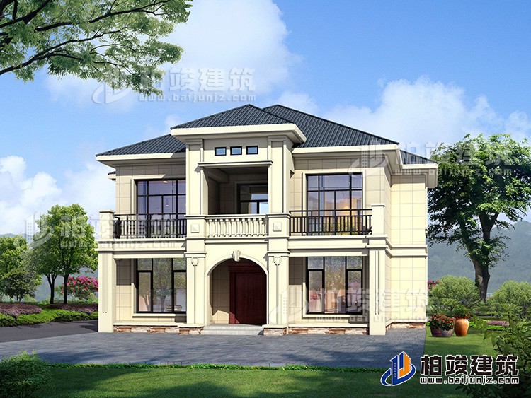 二層歐式小別墅設(shè)計(jì)方案，全套建筑設(shè)計(jì)圖紙BJ277-簡(jiǎn)歐風(fēng)格