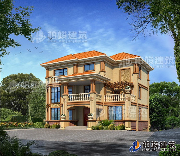 農(nóng)村三層別墅自建房帶地下室設(shè)計(jì)圖BZ305-簡歐風(fēng)格