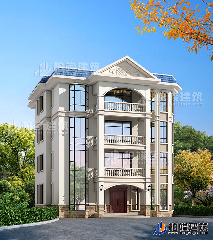 四層豪華歐式別墅自建樓房設計圖紙，帶效果圖和全套施工圖BZ407-簡歐風格