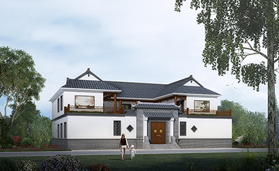 四合院別墅設(shè)計(jì)效果圖及平面圖，全套施工圖紙