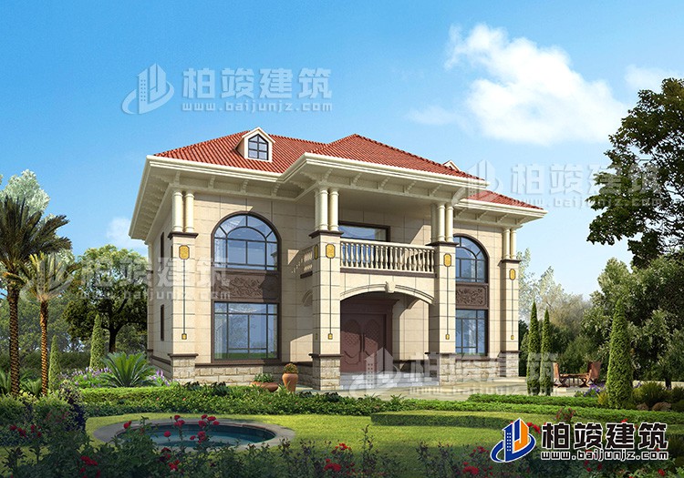 二層歐式復(fù)式小別墅設(shè)計(jì)方案，全套建筑設(shè)計(jì)圖紙BZ2518-簡歐風(fēng)格