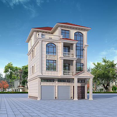 農(nóng)村四層帶商鋪的房屋設(shè)計圖紙，門面房帶車庫