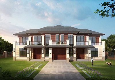 農(nóng)村二層三拼別墅設(shè)計(jì)圖紙及效果圖