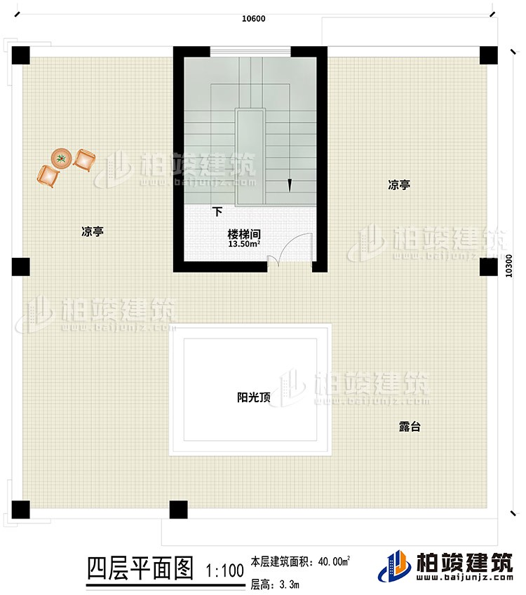 四層：樓梯間、2涼亭、露臺、陽光頂
